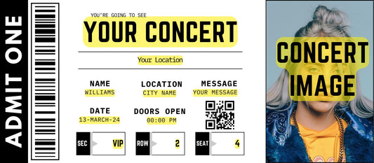 Personalised Concert Ticket - Custom Gift - Surprise Reveal - Scratch off option