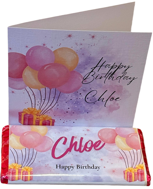 Personalised Birthday Gift Set – Card & Galaxy Chocolate
