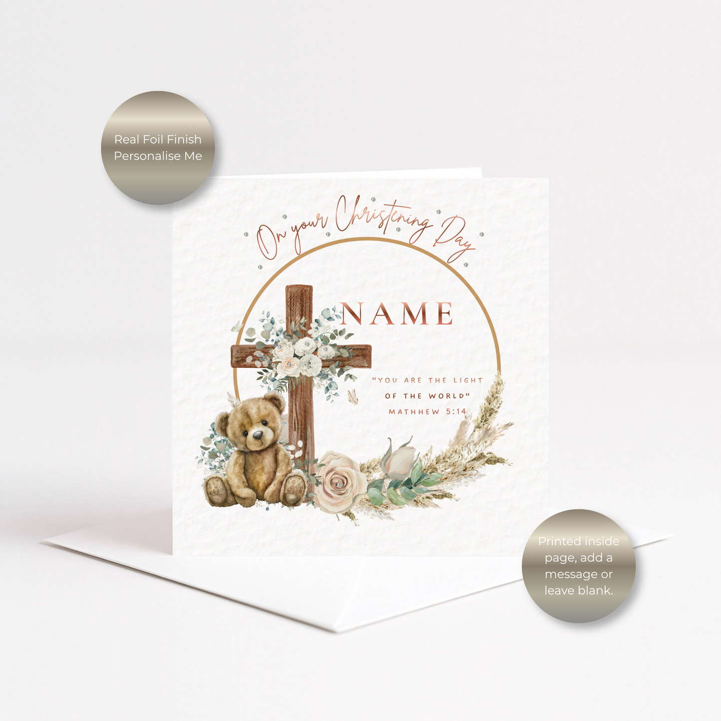 Personalised Christening Day Card - Neutural