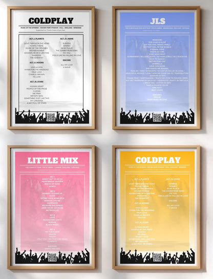 Personalised Concert Setlist Print | Custom Gig Poster | Music Gift | QR Code Song Playlist | A4 A3 Matte or Gloss | Any Event Wall Art