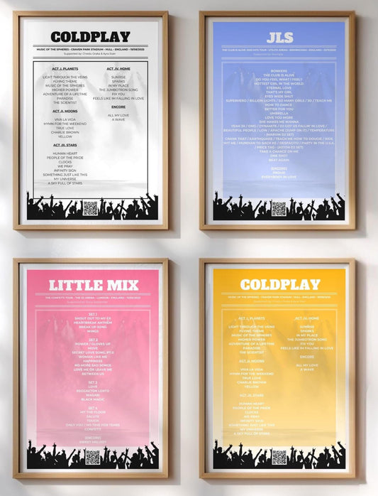 Personalised Concert Setlist Print | Custom Gig Poster | Music Gift | QR Code Song Playlist | A4 A3 Matte or Gloss | Any Event Wall Art