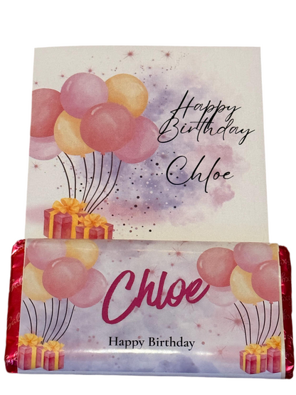 Personalised Birthday Gift Set – Card & Galaxy Chocolate