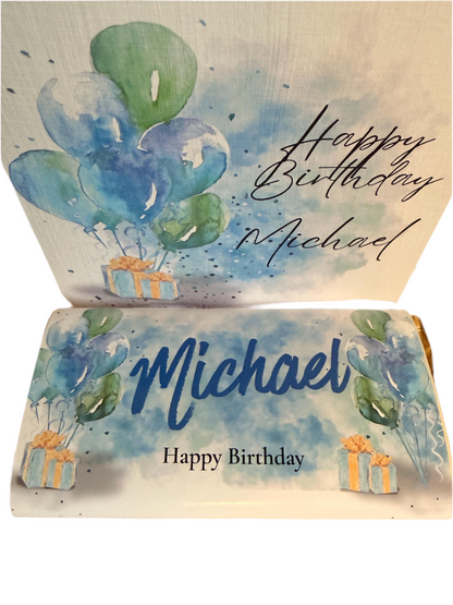 Personalised Birthday Gift Set – Card & Galaxy Chocolate