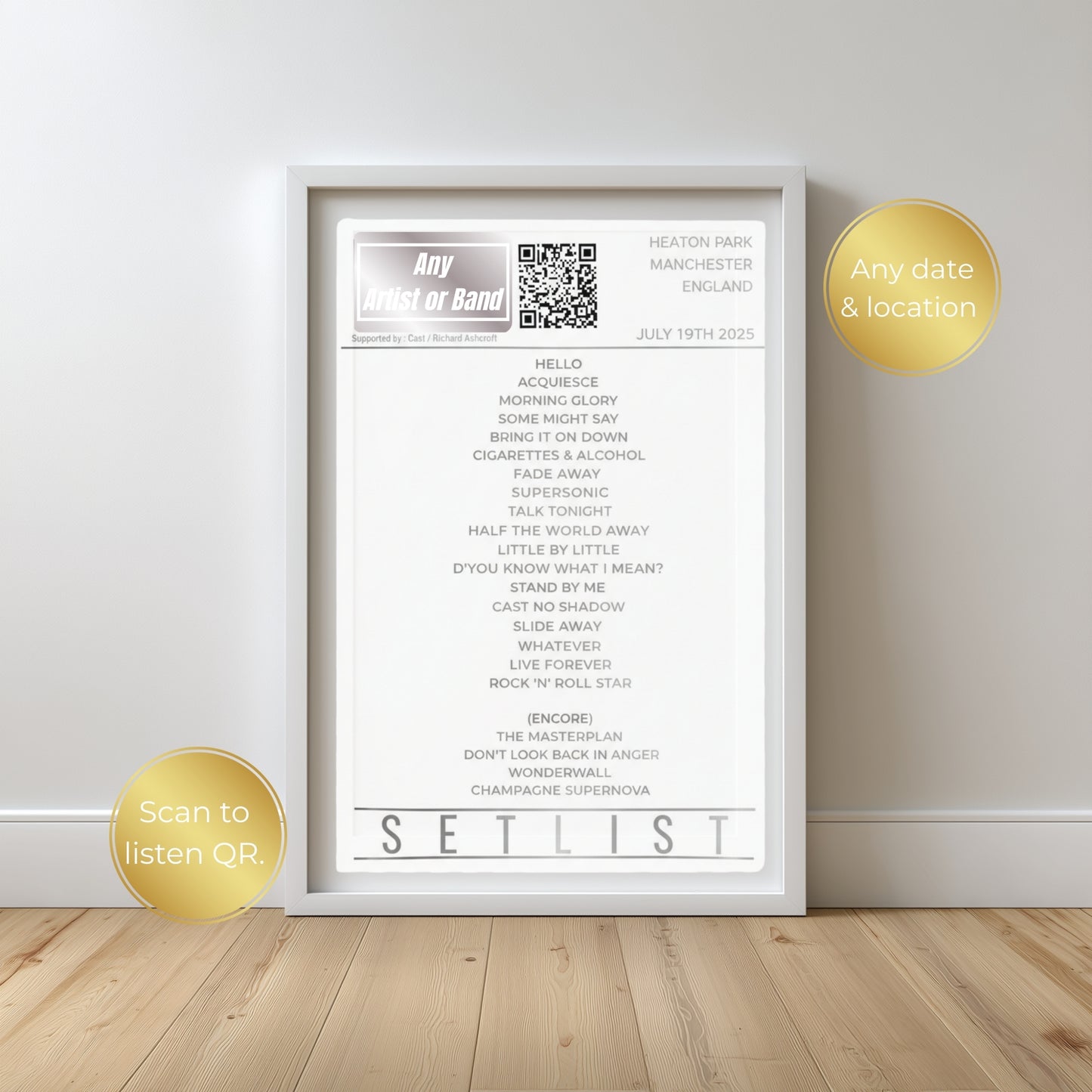 Metallic Personalised Luxury Concert Setlist