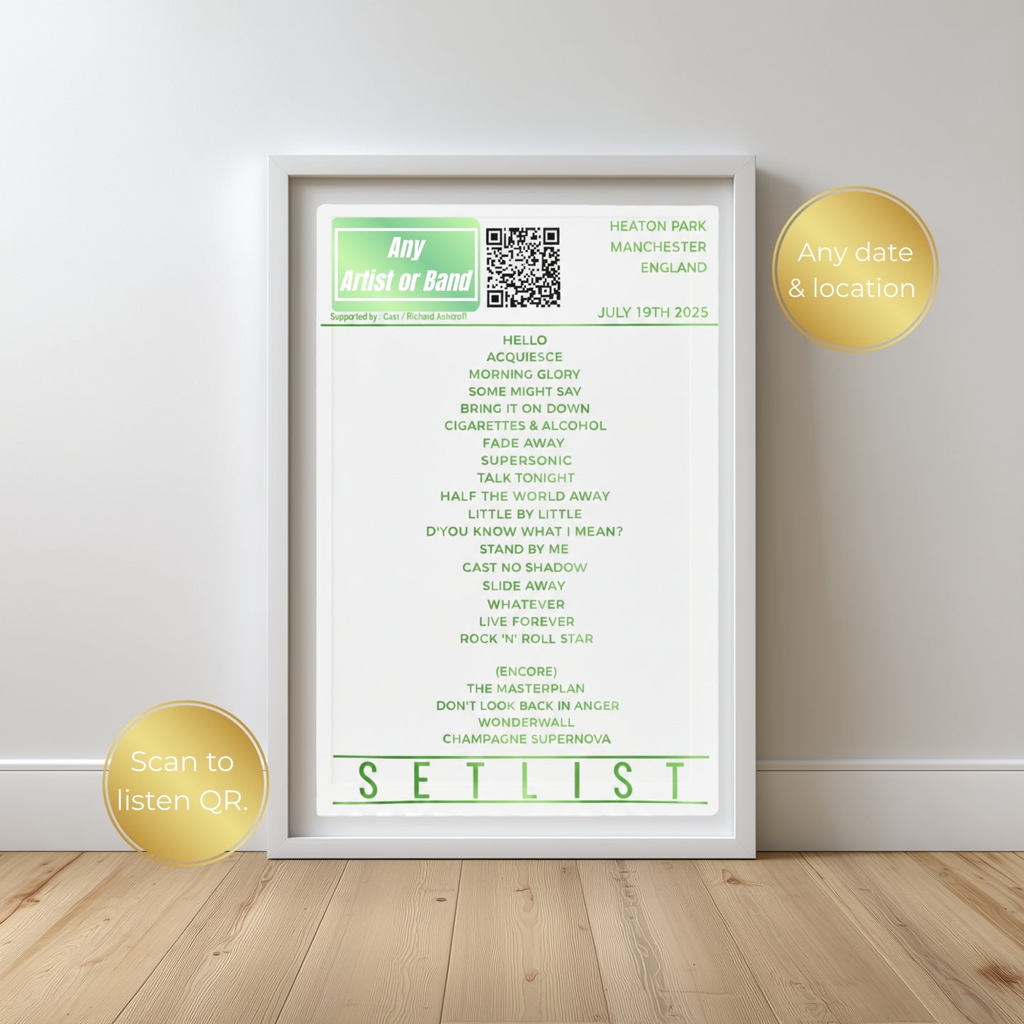 Metallic Personalised Luxury Concert Setlist