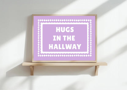 Hugs in the Hallway Art Print | Pastel Pink Wall Decor | A3/4/5/6 | | OTHER COLOURS AVAILABLE