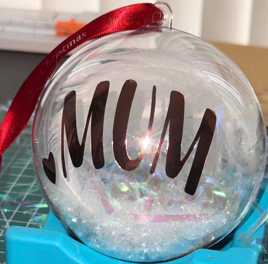 Personalized FILLED Christmas Bauble – Twinkle Feather Ornament