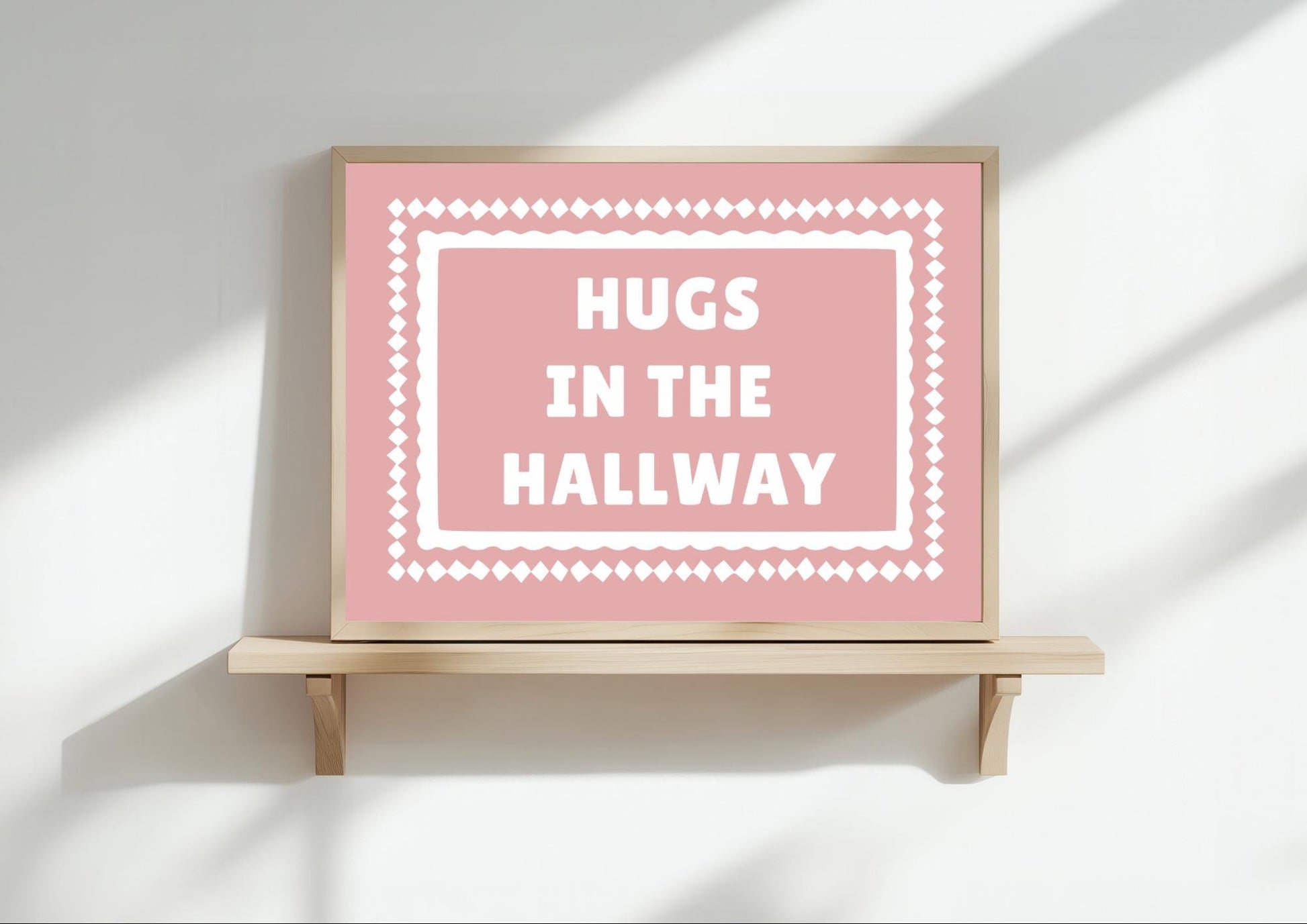 Hugs in the Hallway Art Print | Pastel Pink Wall Decor | A3/4/5/6 | | OTHER COLOURS AVAILABLE