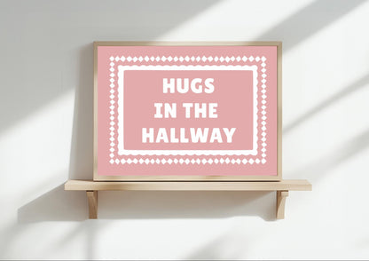 Hugs in the Hallway Art Print | Pastel Pink Wall Decor | A3/4/5/6 | | OTHER COLOURS AVAILABLE
