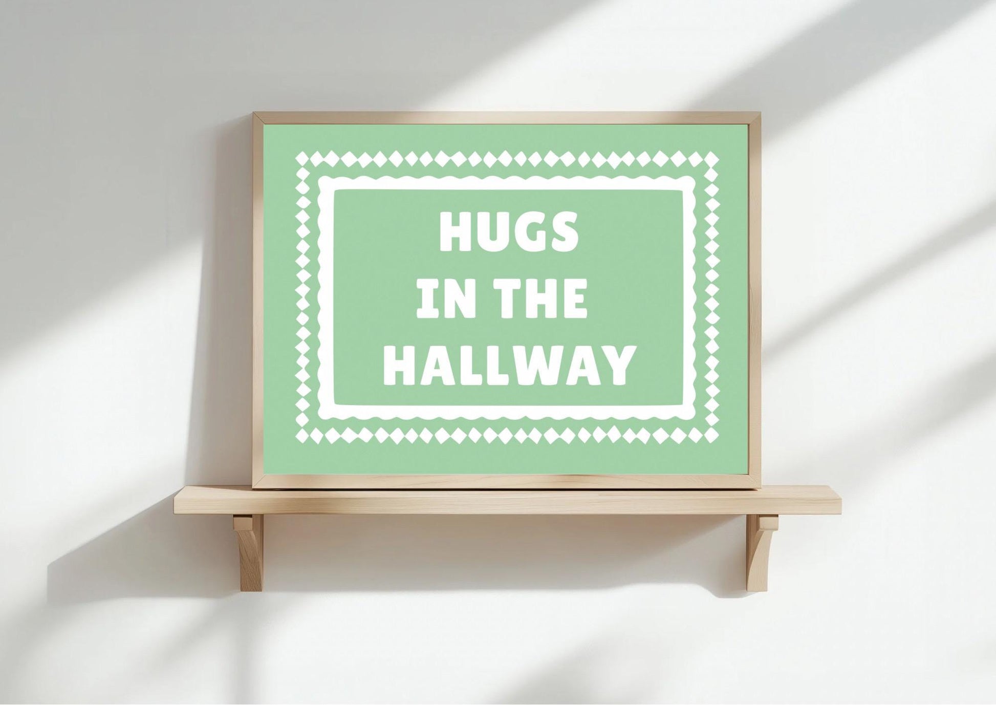 Hugs in the Hallway Art Print | Pastel Pink Wall Decor | A3/4/5/6 | | OTHER COLOURS AVAILABLE