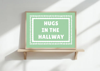 Hugs in the Hallway Art Print | Pastel Pink Wall Decor | A3/4/5/6 | | OTHER COLOURS AVAILABLE