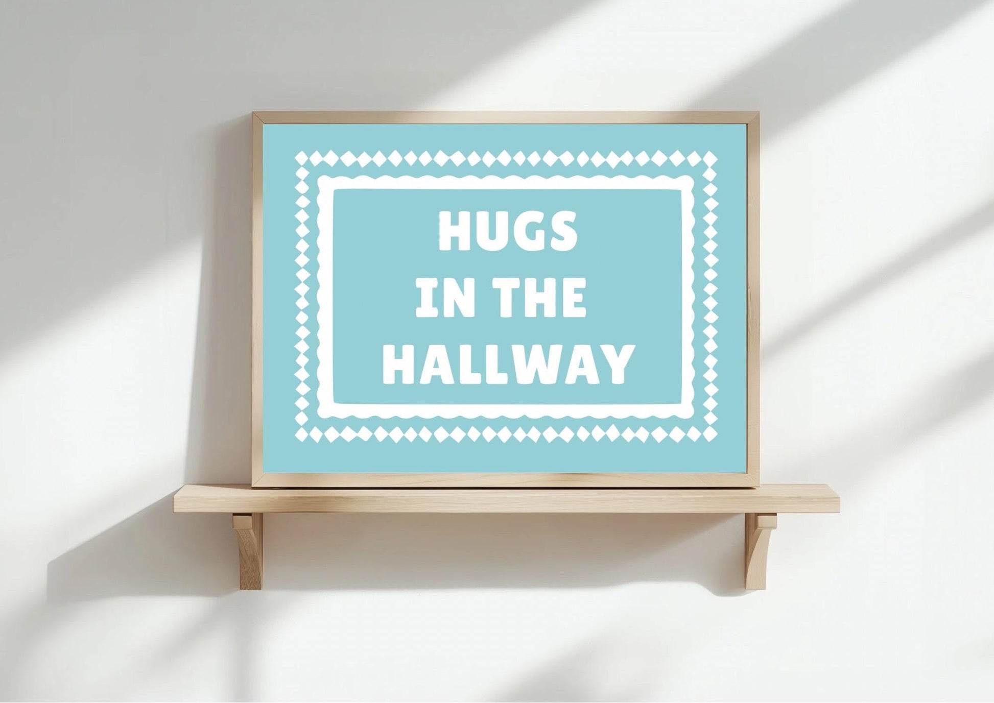 Hugs in the Hallway Art Print | Pastel Pink Wall Decor | A3/4/5/6 | | OTHER COLOURS AVAILABLE