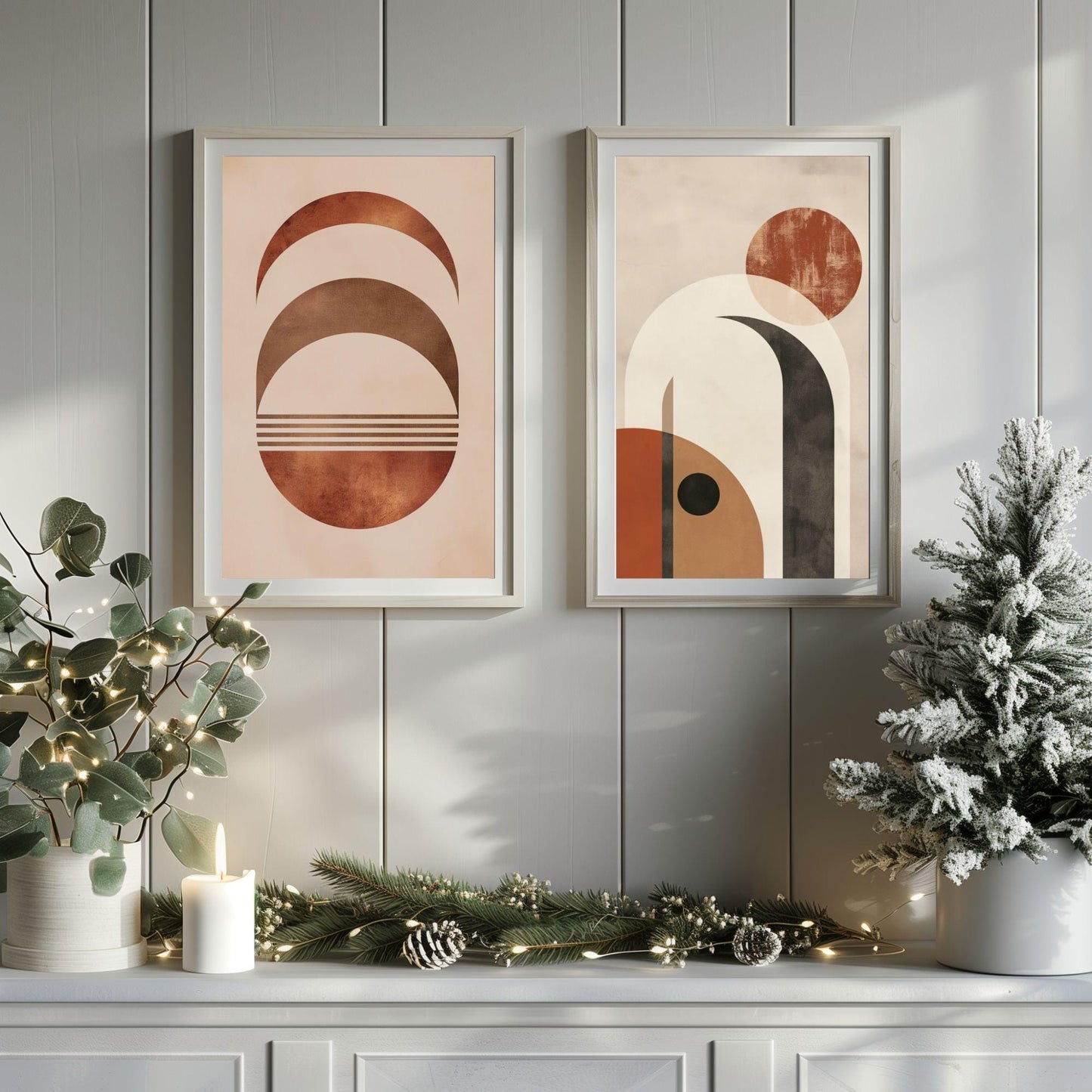 Terracotta Abstract Art Prints – Boho Neutral Wall Decor Set