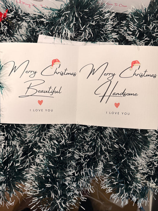 Merry Christmas Beautiful Card | Romantic Christmas Card for Partner | Minimalist 6x6 Card | Christmas Card for Wife Girlfriend | I Love You