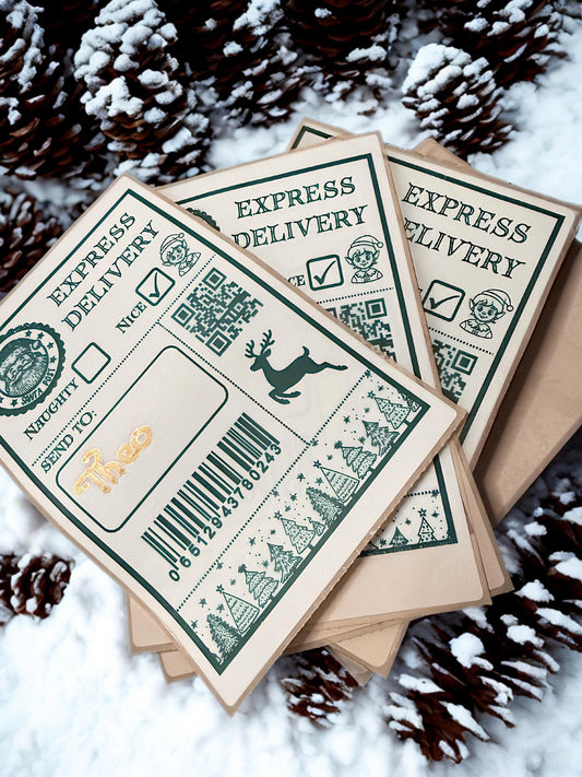 Santa Express Delivery Postage Stickers - Customise Yourself - Nice List - Christmas Post Label