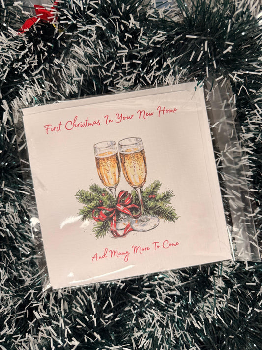 Linen First Christmas Card: Champagne, New Home, Newlyweds