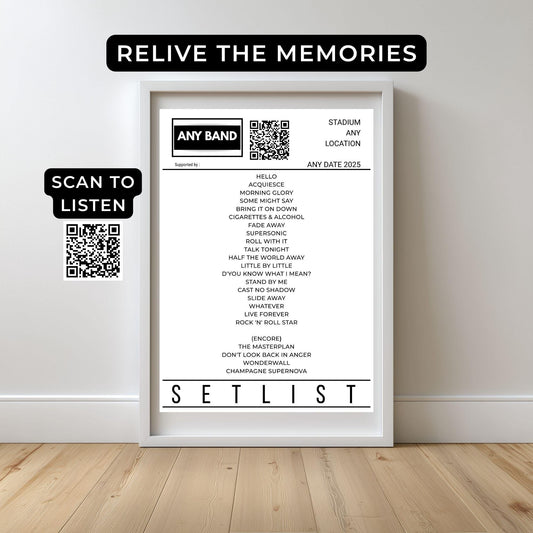 Personalized Concert Setlist Print • Gig Memory Wall Art