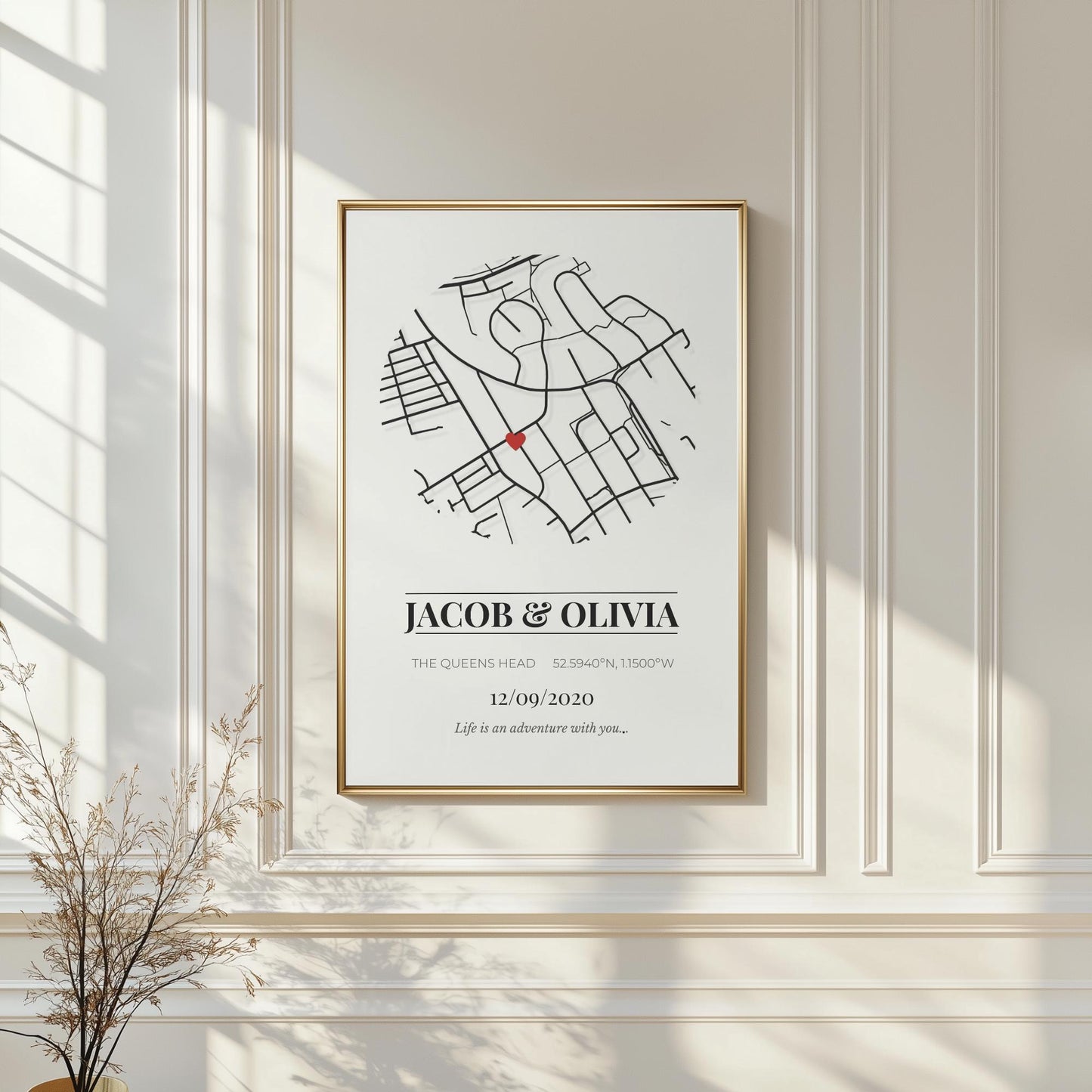 Custom Map Print, Personalized Location Gift (A3, A4)