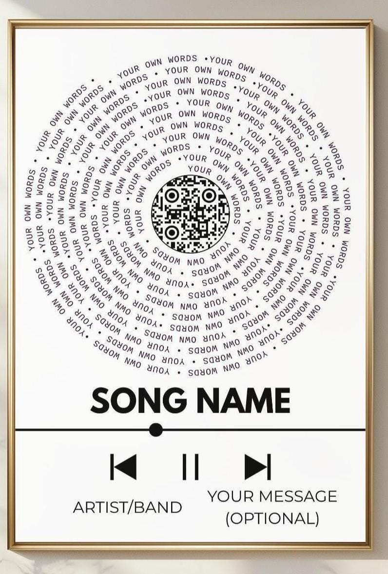 Custom Song Lyrics Art Print • Personalized QR Code Anniversary Gift