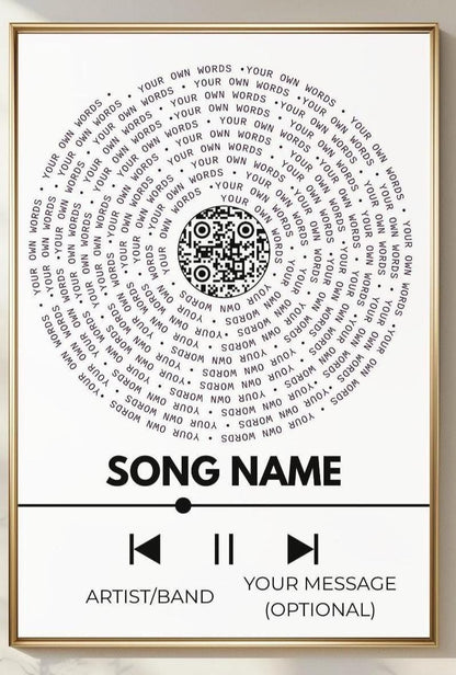 Custom Song Lyrics Art Print • Personalized QR Code Anniversary Gift