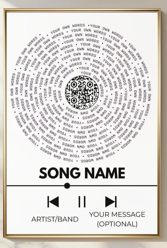 Custom Song Lyrics Art Print • Personalized QR Code Anniversary Gift