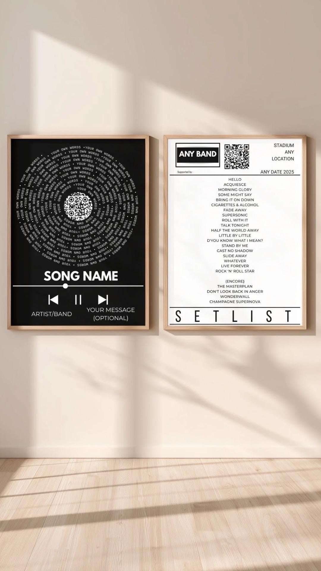 Personalized Song Lyric & Setlist Print Bundle | Custom Music Gift