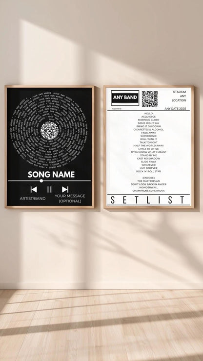 Personalized Song Lyric & Setlist Print Bundle | Custom Music Gift