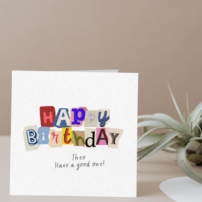 Personalised 6x6 Square Card | Custom Name Birthday Card | Floral, Kids, Modern & Minimal Designs | Handmade UK