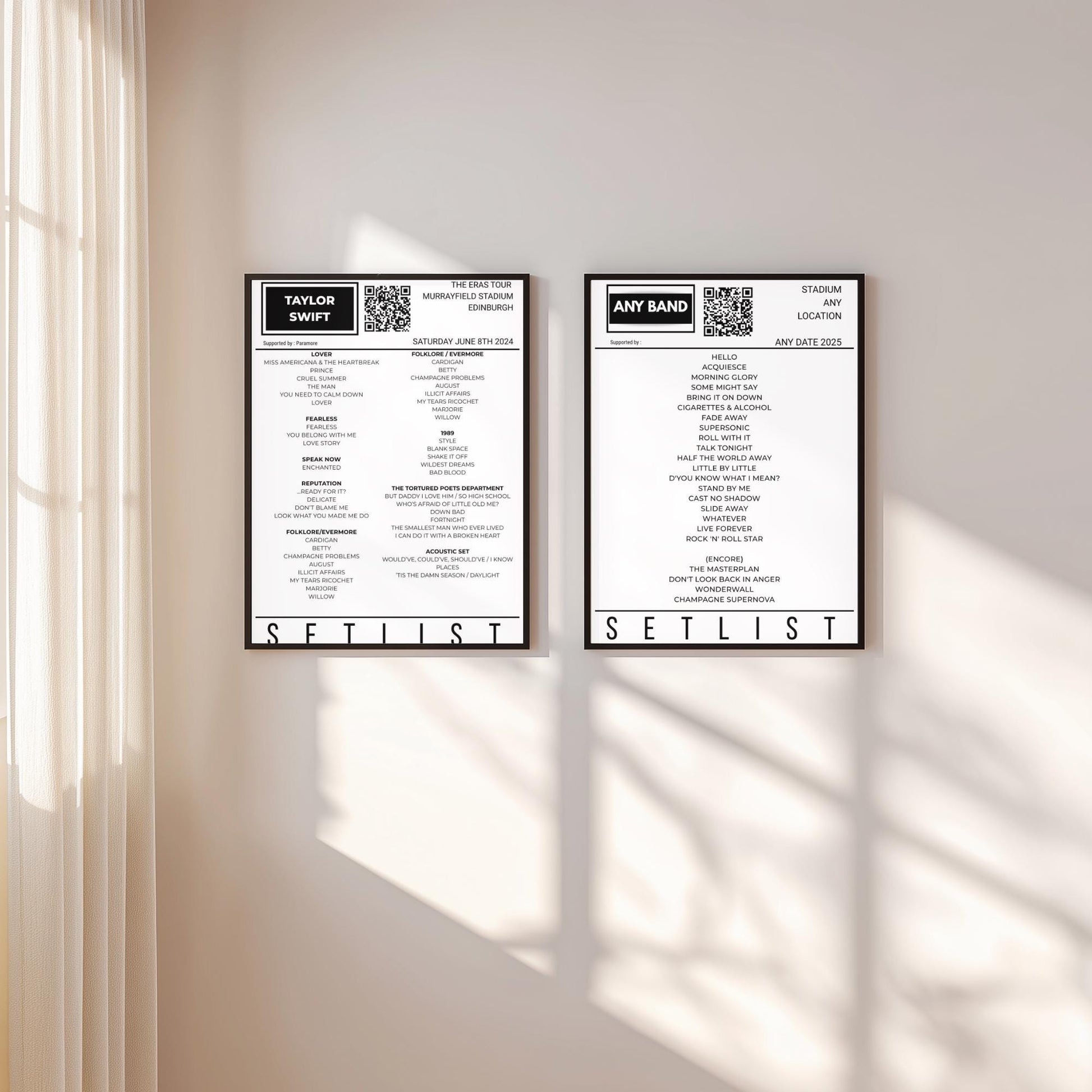 Personalised Concert Setlist Print