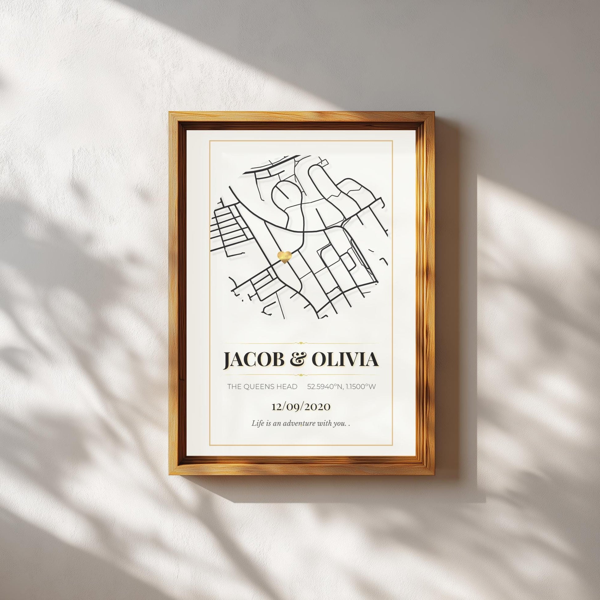 Luxury Gold Custom Map Print-Where We Met Print-Personalized Map Poster-Engagement Gift-Anniversary Gift-Couples Print