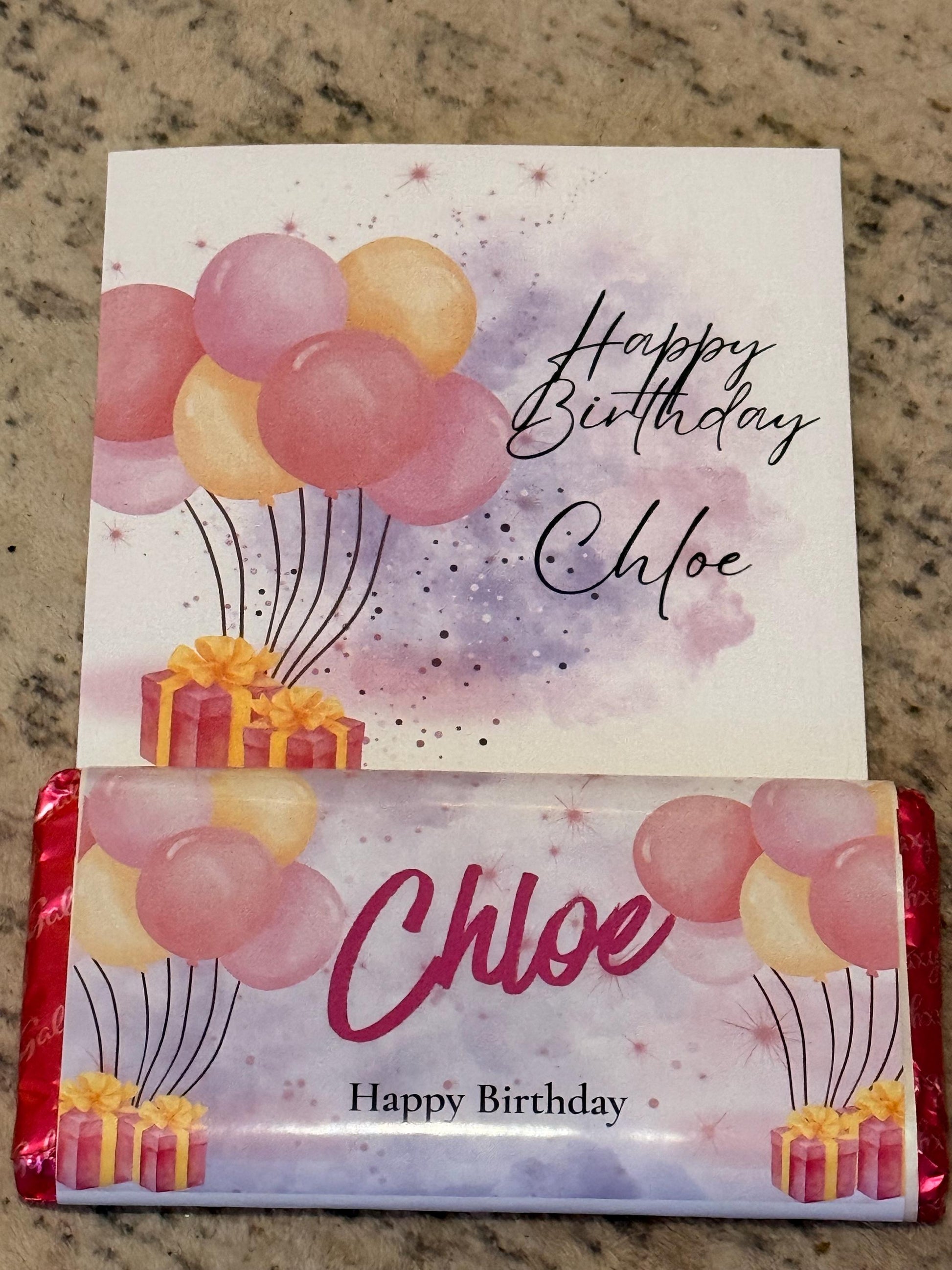Personalized Birthday Gift Set – Card & Galaxy Chocolate