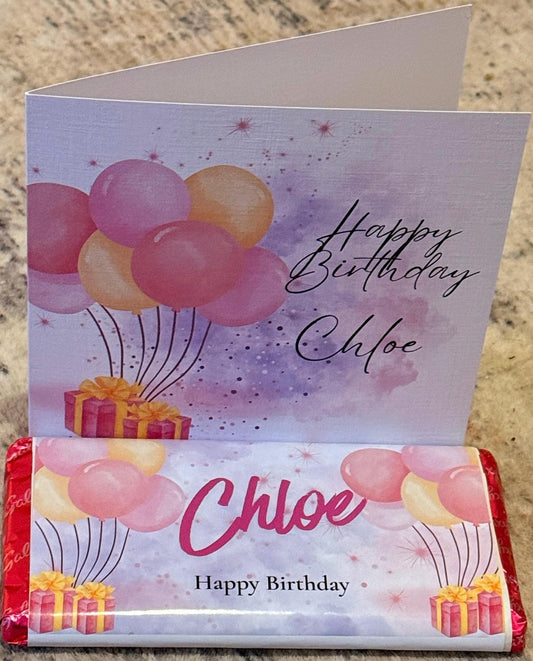 Personalized Birthday Gift Set – Card & Galaxy Chocolate