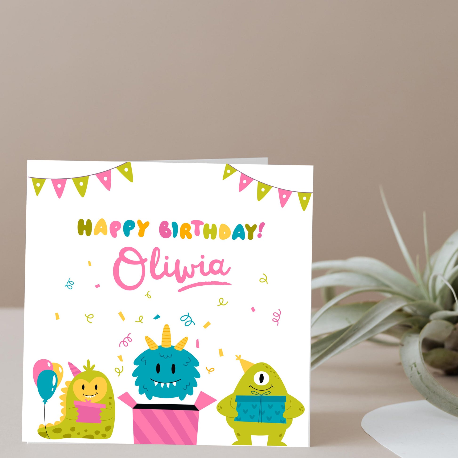 Personalised 6x6 Square Card | Custom Name Birthday Card | Floral, Kids, Modern & Minimal Designs | Handmade UK