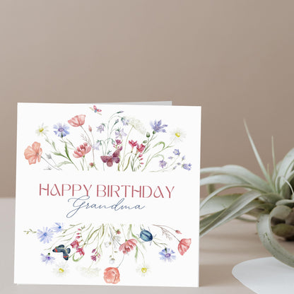 Personalised 6x6 Square Card | Custom Name Birthday Card | Floral, Kids, Modern & Minimal Designs | Handmade UK