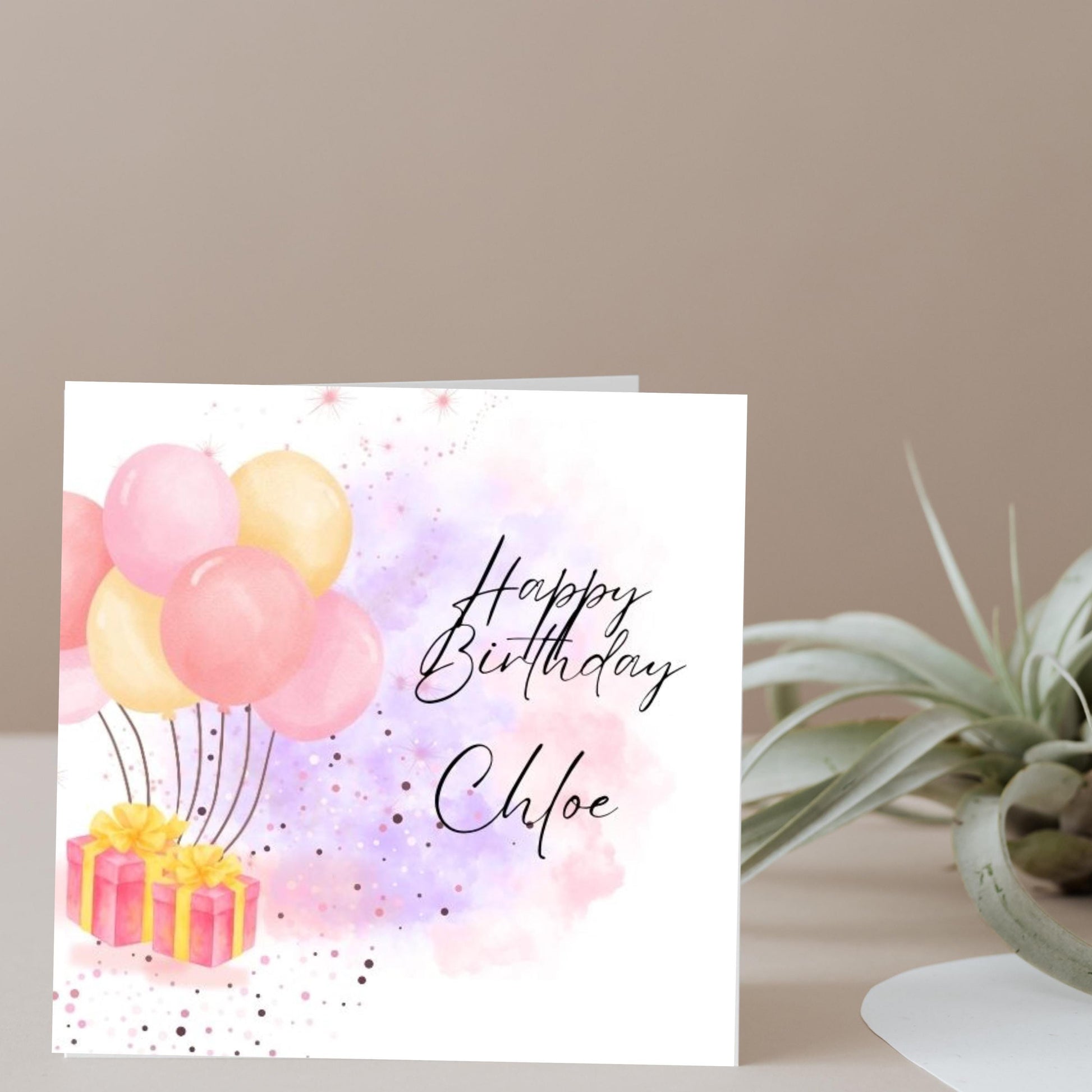 Personalised 6x6 Square Card | Custom Name Birthday Card | Floral, Kids, Modern & Minimal Designs | Handmade UK