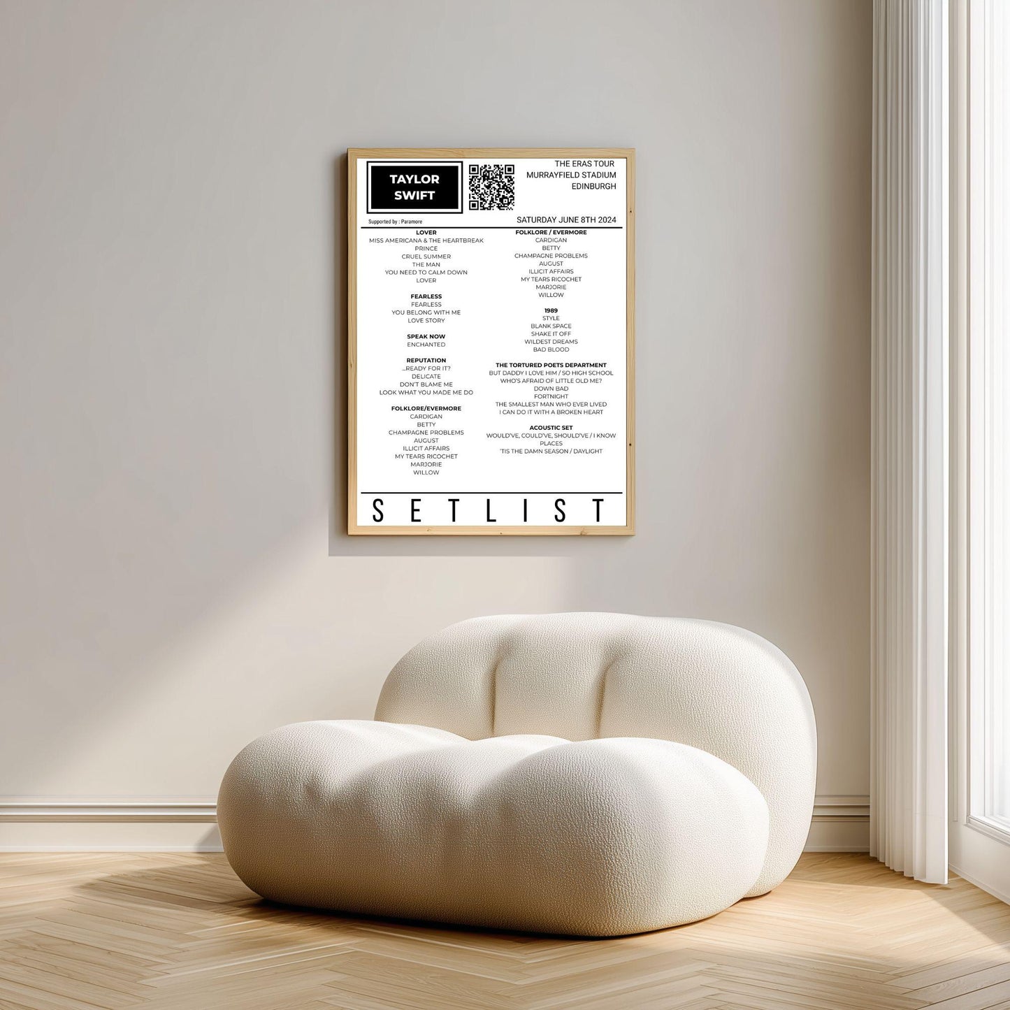 Personalised Concert Setlist Print | Custom Gig Poster | Music Setlist Wall Art | Any Artist, Any Date | Minimal Modern Print