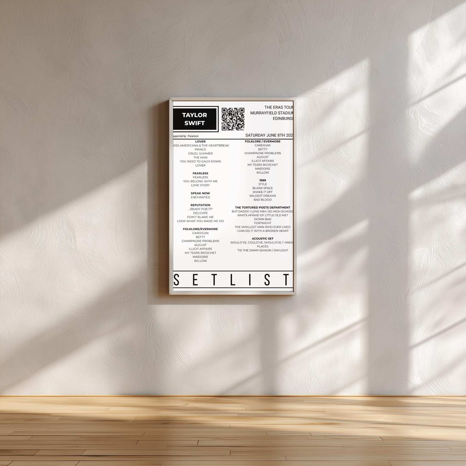 Personalised Concert Setlist Print | Custom Gig Poster | Music Setlist Wall Art | Any Artist, Any Date | Minimal Modern Print