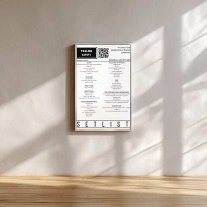 Personalised Concert Setlist Print | Custom Gig Poster | Music Setlist Wall Art | Any Artist, Any Date | Minimal Modern Print