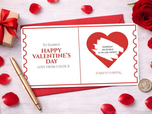 Personalised Valentine’s Day Scratch Card | Custom Romantic Gift | Scratch to Reveal Surprise | Luxury 300gsm Card | Valentine Keepsake