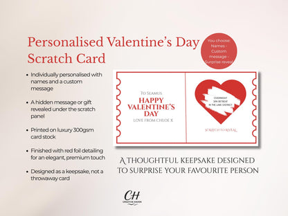 Personalised Valentine’s Day Scratch Card | Custom Romantic Gift | Scratch to Reveal Surprise | Luxury 300gsm Card | Valentine Keepsake