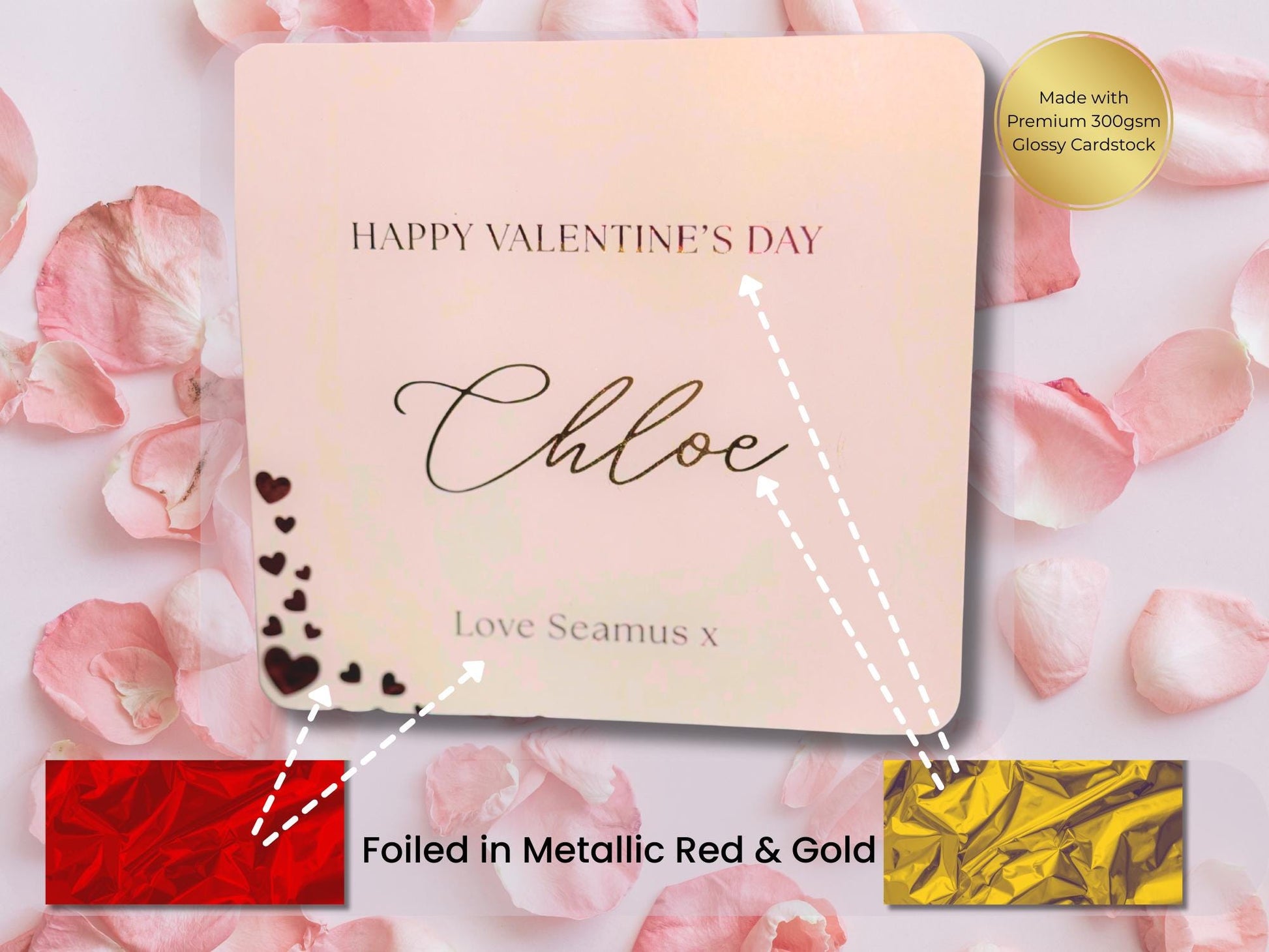 Personalised Foiled Valentine’s Card – Luxury 300gsm | Custom Name & Message