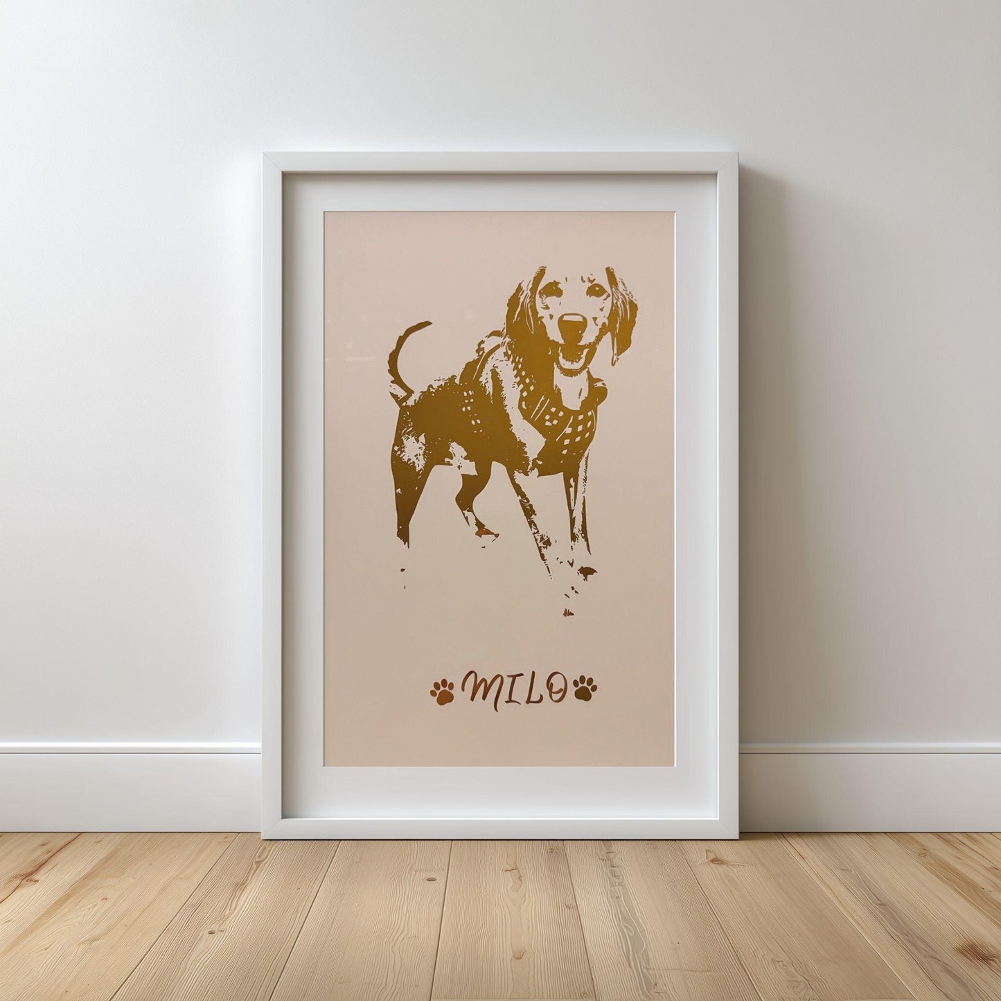 Custom Real Foil Pet Portrait - Memorial Gift-Gold,Silver,Copper Foil Print - Hand-Designed Pet Illustration from Photo- NONE FRAMED