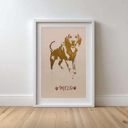 Custom Real Foil Pet Portrait - Memorial Gift-Gold,Silver,Copper Foil Print - Hand-Designed Pet Illustration from Photo- NONE FRAMED
