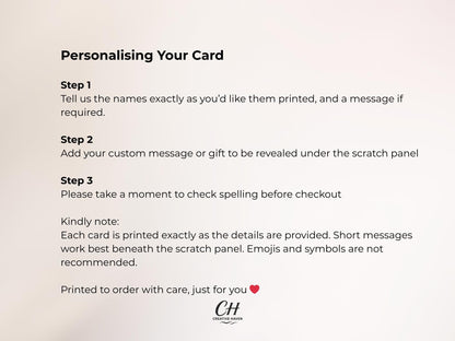 Personalised Valentine’s Day Scratch Card | Custom Romantic Gift | Scratch to Reveal Surprise | Luxury 300gsm Card | Valentine Keepsake