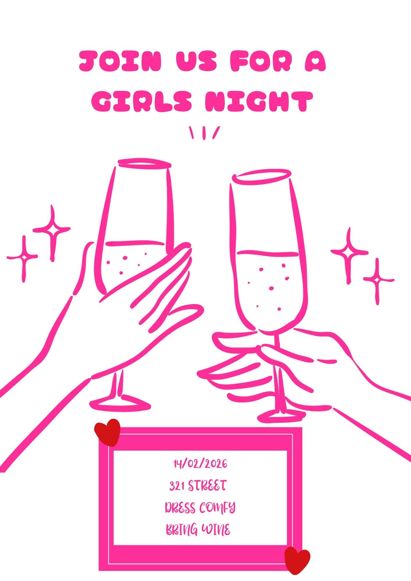 Girls Night Party Invititations, Personalised Invites