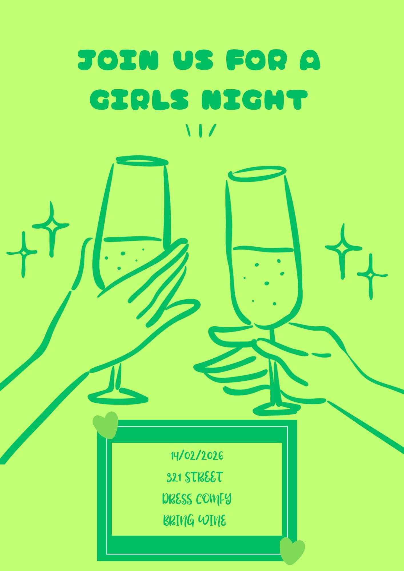 Girls Night Party Invititations, Personalised Invites