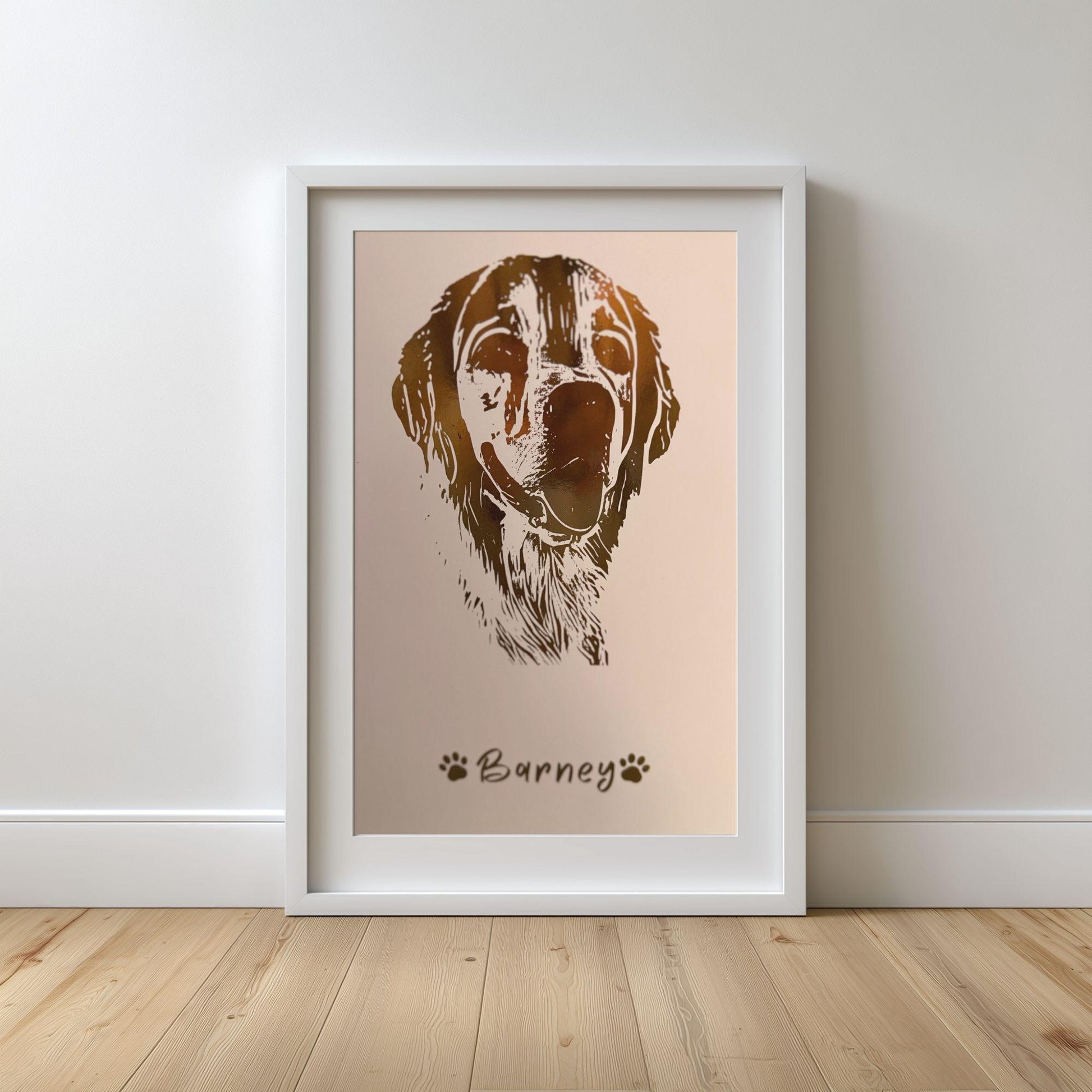 Custom Real Foil Pet Portrait - Memorial Gift-Gold,Silver,Copper Foil Print - Hand-Designed Pet Illustration from Photo- NONE FRAMED