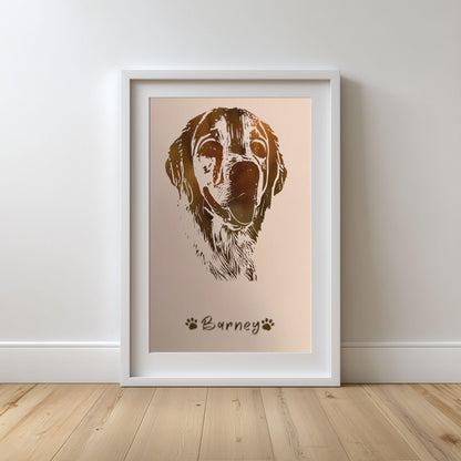 Real Foil Pet Portrait - Hand-Designed Pet Illustration from Photo- NONE FRAMED