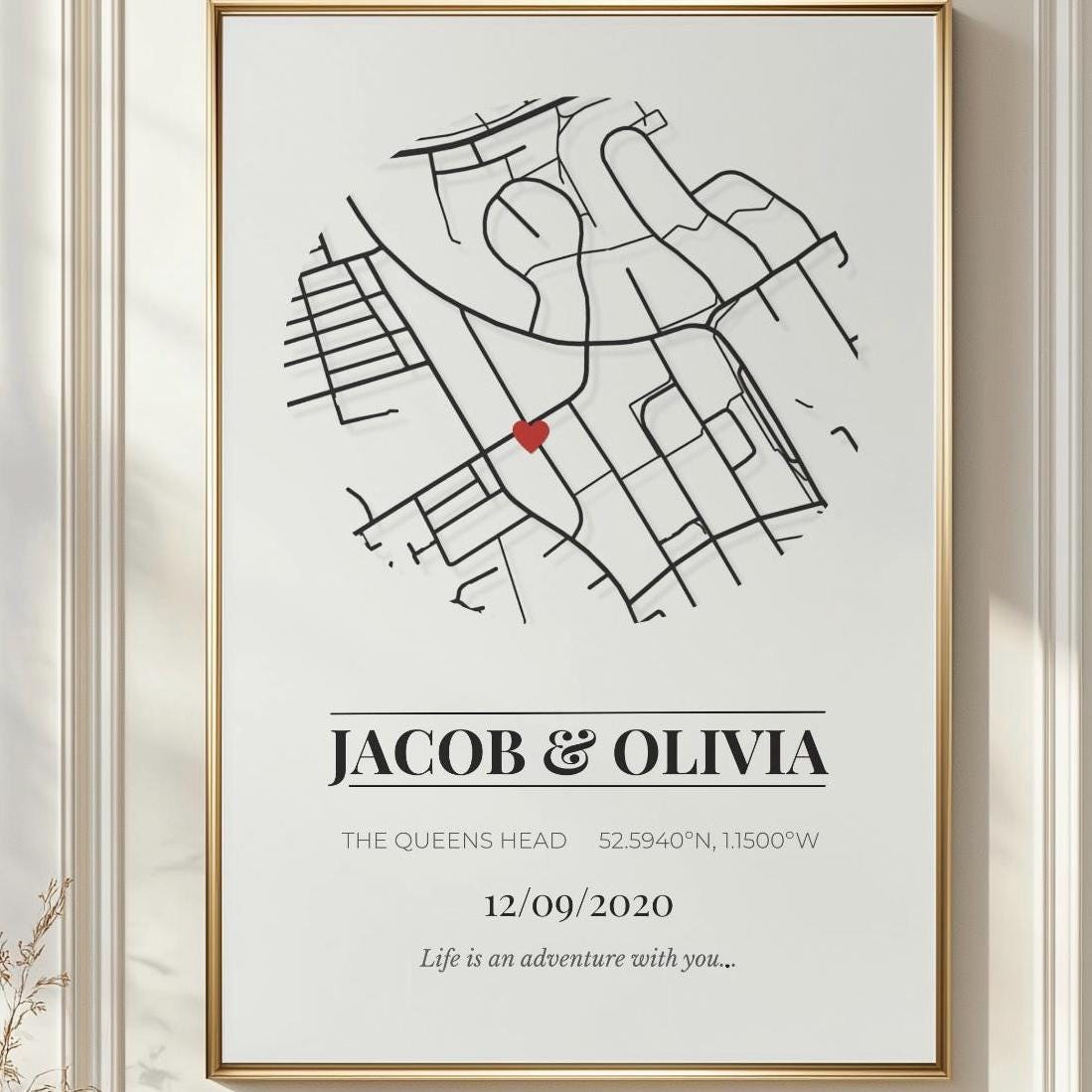 Custom Map Print, Personalised Location Gift (A3, A4)