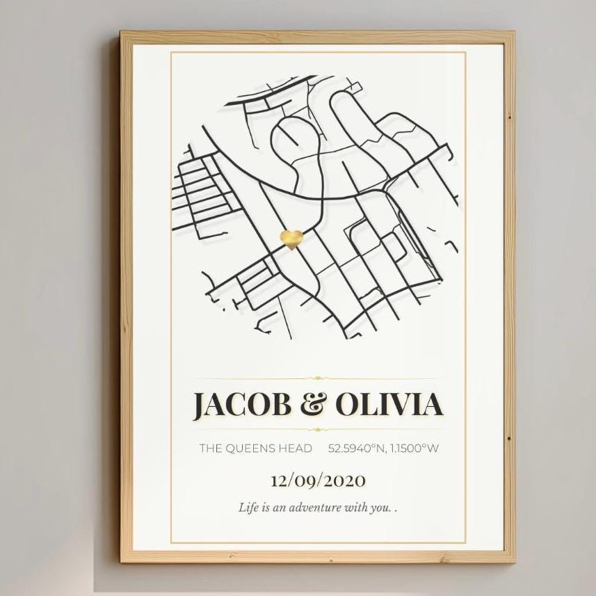 Luxury Gold Custom Map Print